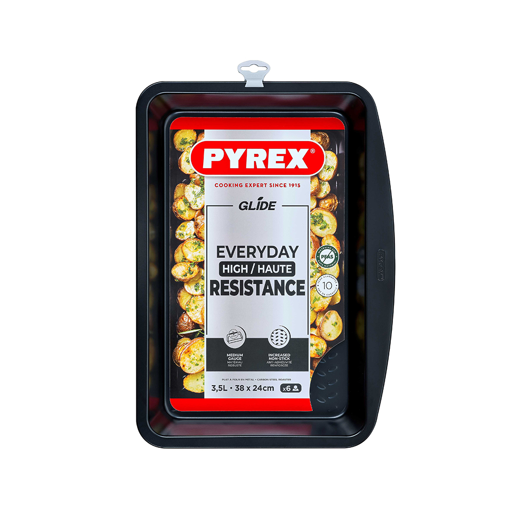 Stekeform Pyrex Glide 3,5 liter 38x24 cm karbonstål/non-stick