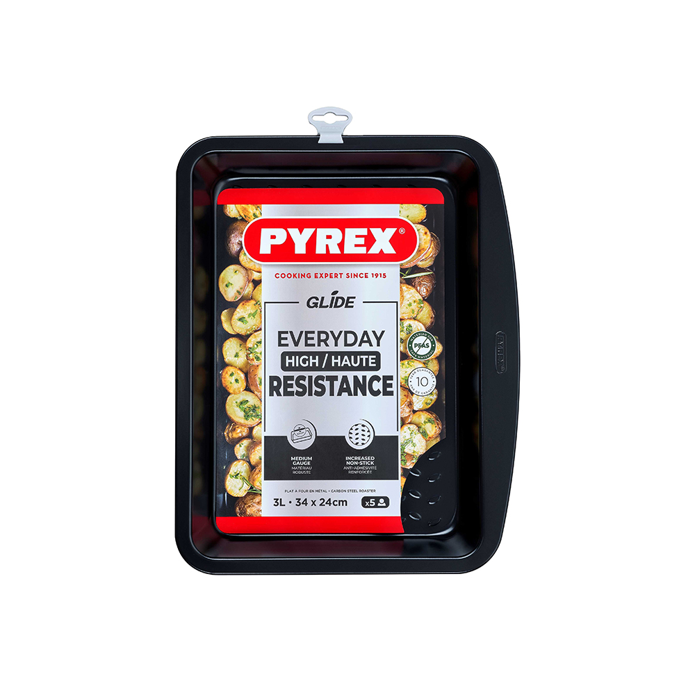 Stekeform Pyrex Glide 3,0 liter 34x24 cm karbonstål/non-stick