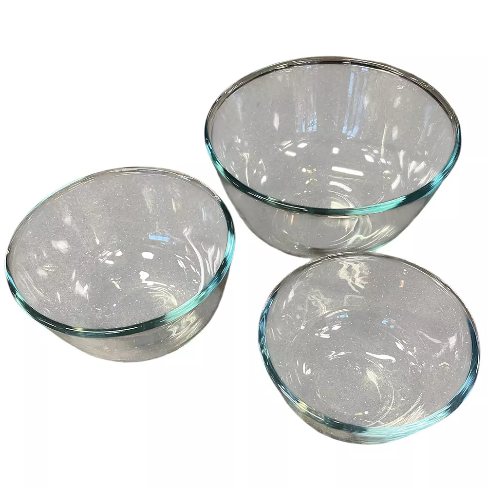 Bollesett Pyrex 0,7-1,1-2,3 liter Borosilikatglass