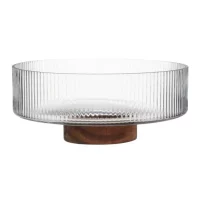 Bolle Maku med fot26 cm glass/akasie tre