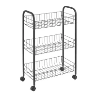 Trillevogn Metaltex Lugano Lava med 3 hyller sort 41x23x63 cm