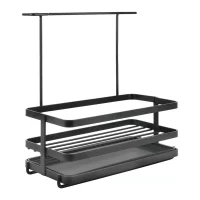 Kjøkkenorganisator Metaltex Tokyo Lava med oppsamler sort 23x11x24 cm