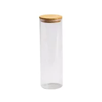 Tørrmatoppbevaring Kökskungen 2,0 liter glass/bambus rund