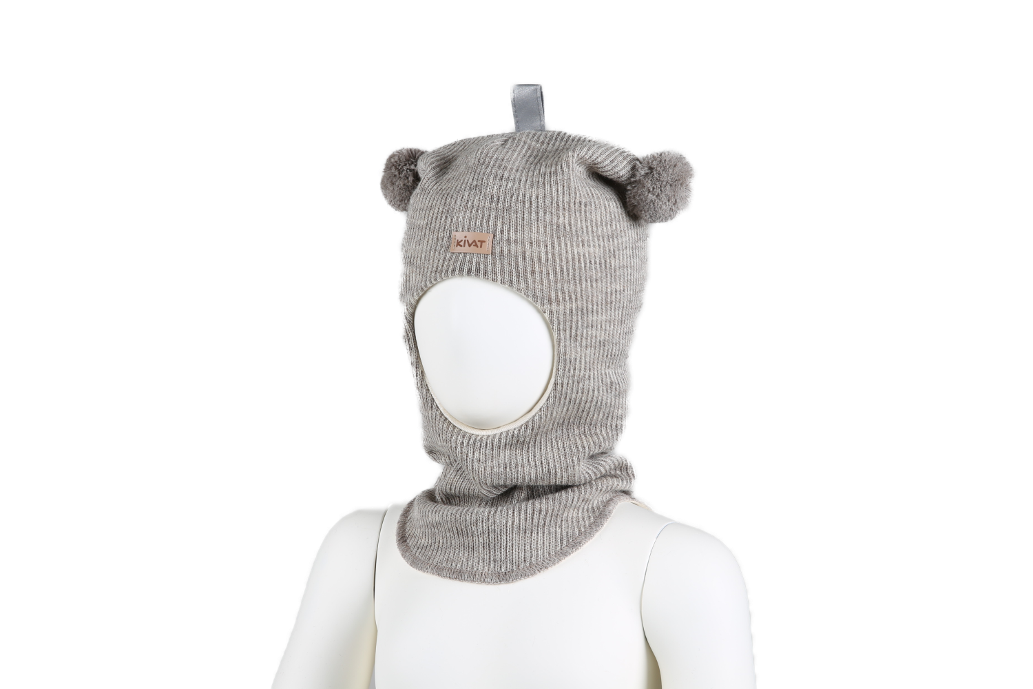 Kivat vinterlue, Sand/beige med dusker, str 2-4 år