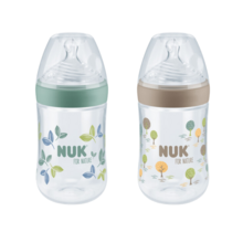 NUK Flaske Nature Temperatur 260 ml, Beige , 1 pk