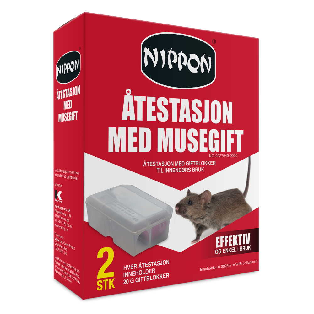 Nippon Åtestasjon med musegift 2stk