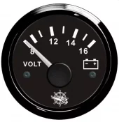 Osculati Voltmeter analog 8/16V, Sort