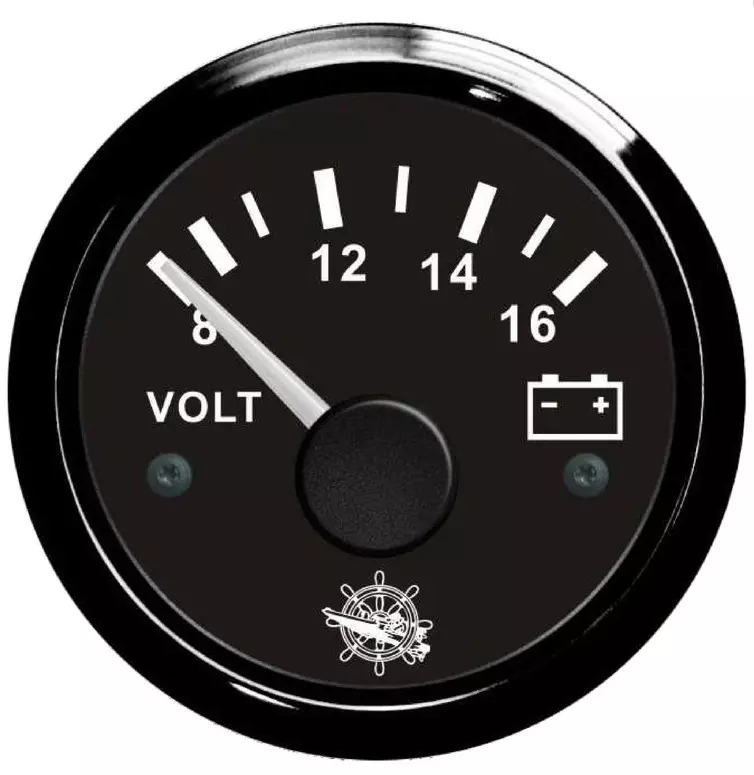 Osculati Voltmeter analog 8/16V, Sort