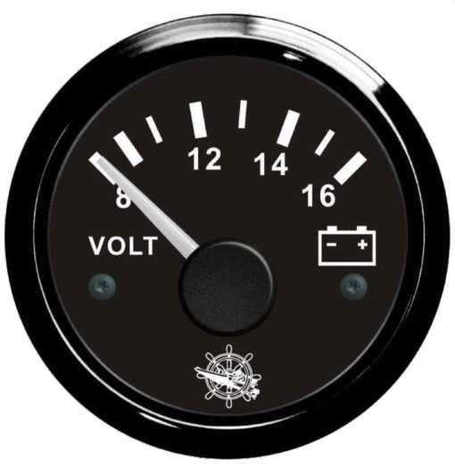 Voltmeter analog 8/16V, Sort