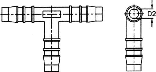 T-stykke plast Ø 6 mm