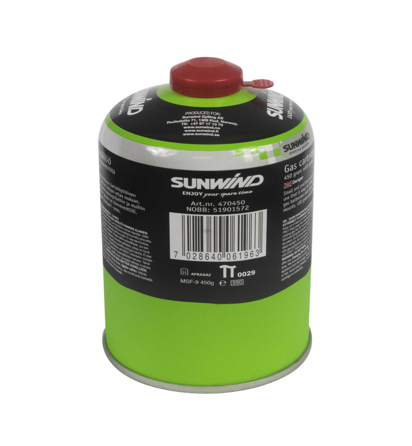 Gassboks 450 gram med skrufeste Sunwind