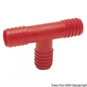 T-stykke 10 mm nylon rød
