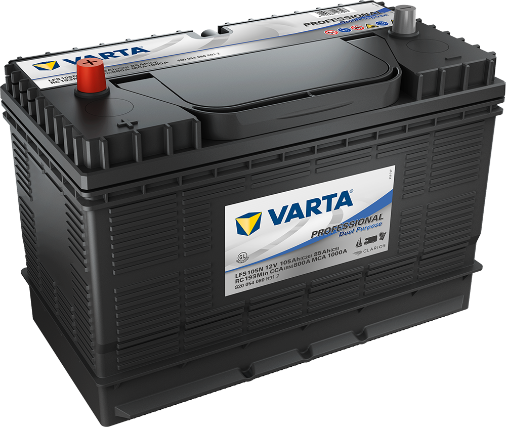 VARTA Fritidsbatteri 12V 105AH 800CCA (330x172x238mm) +midtstilt LFS105N