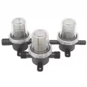 Vannfilter in-line med fin rustfri sil, 1/2" gjenger