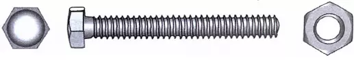 Sekskantbolt m/mutter A4 DIN 933/934, 8 x 40 mm, 4 stk