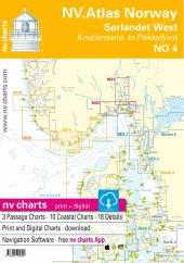 Kart kombi Atlas No 4 - Flekkefjord til Kristiansand