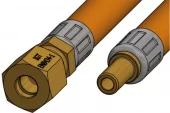 Gasslange 1,2 meter, Ø8 mm rør - 8 mm studs