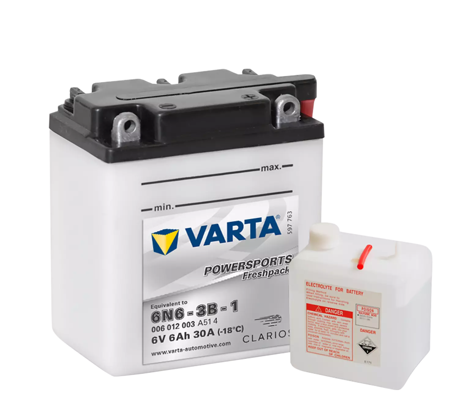 VARTA MC Batteri 6V 6AH 30CCA (100x57x110mm) +høyre 6N6-3B-1