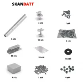 Takfeste for 6 paneler 2000x1000mm til slette tak (Takpapp)