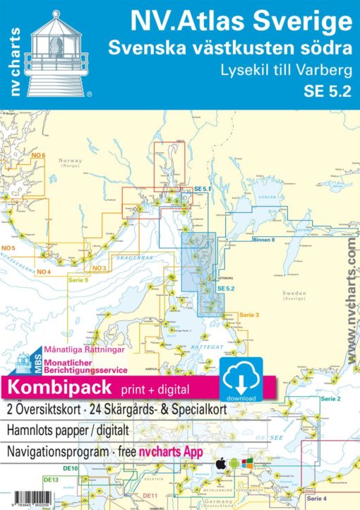 Kart kombi Atlas Sverige 5.2 - Vestkysten Sødra