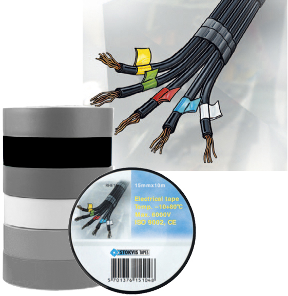 Stokvis Elektrotape 10 m 2 pk sort