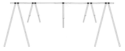 1852 Bakkestativ i aluminium m/bag 10,5 m