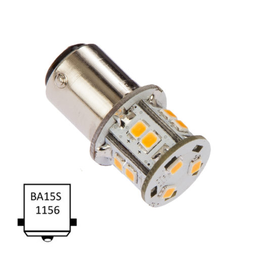 LED Ba15S,10-35V 13LED 2700/varmhvit