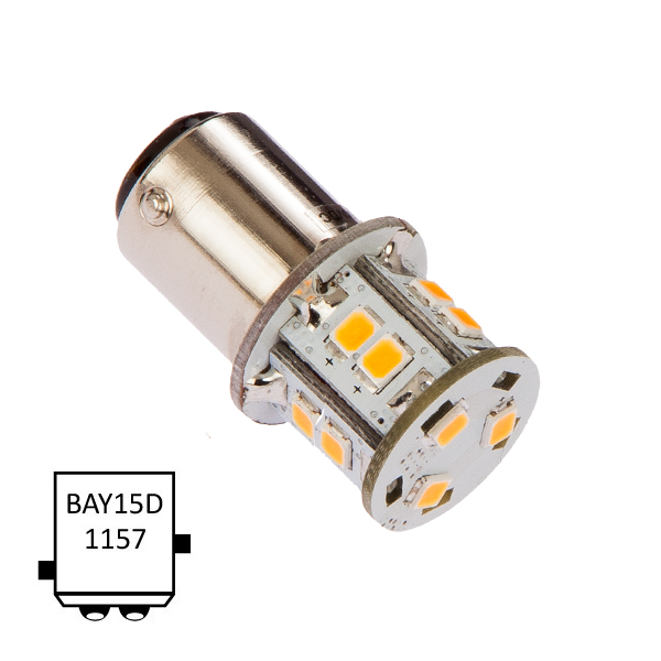 LED Lanternepære, BAY15D 10-35VDC 1,8/20W Hvit