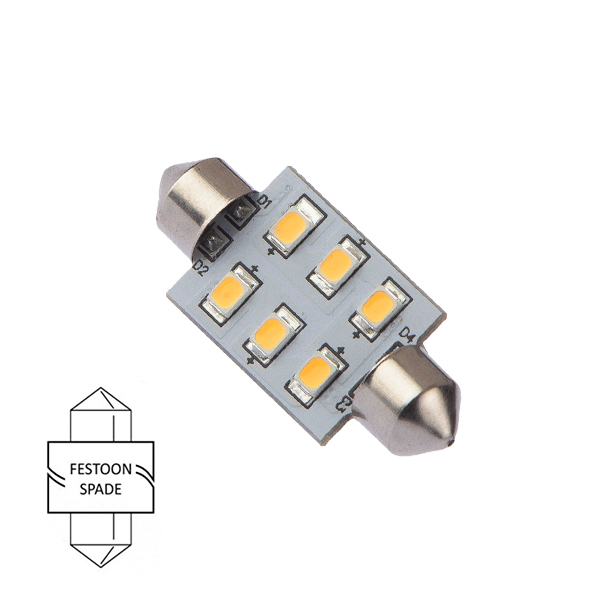 LED festoon 37mm 10-35V 80lm varmhvit