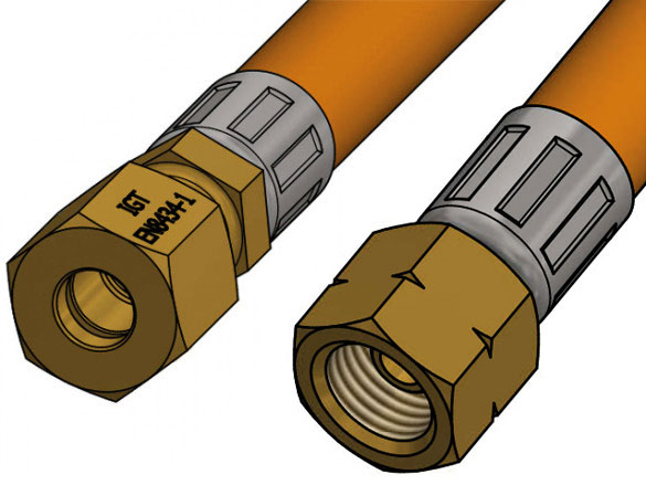 Gasslange 0,6 meter 1/4'' til 8 mm rørtilslutning