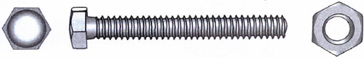 Sekskantbolt m/mutter A4 DIN 933/934, 5 x 30 mm, 6 stk