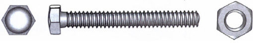 Sekskantbolt m/mutter A4 DIN 933/934, 6 x 30 mm, 6 stk