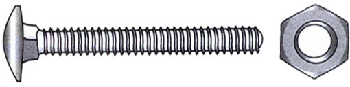 Låseskrue m/mutter A4 DIN 603/934, 8 x 80 mm, 2 stk