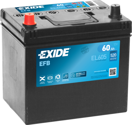 EXIDE EFB EL605 STARTBATTERI 12V 60AH (230x173x222mm) +Venstre