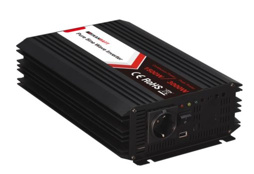 SKANBATT Inverter 12V 1500W Ren Sinus m/Trådløs Fjernkontroll 342x157x75mm