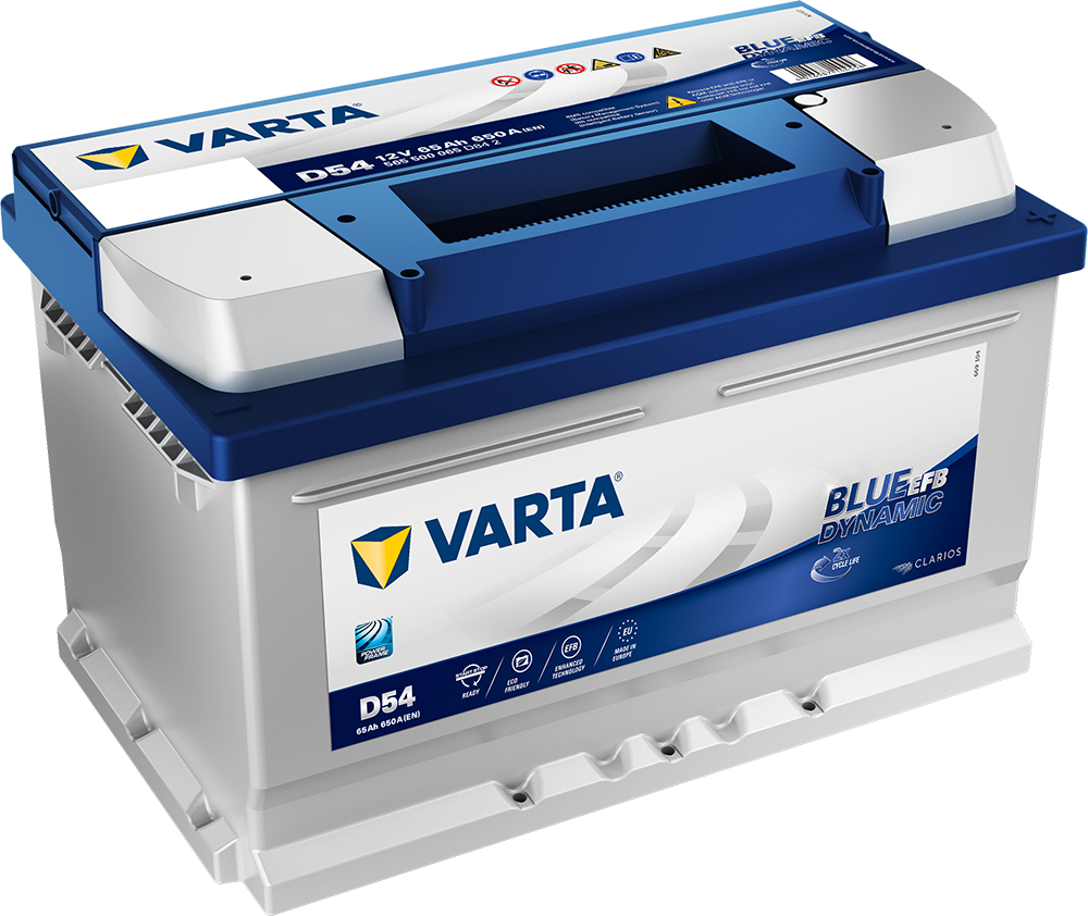 VARTA Blue Dynamic EFB Batteri 12V 65AH 650CCA (278x175x175/175mm) +høyre D54