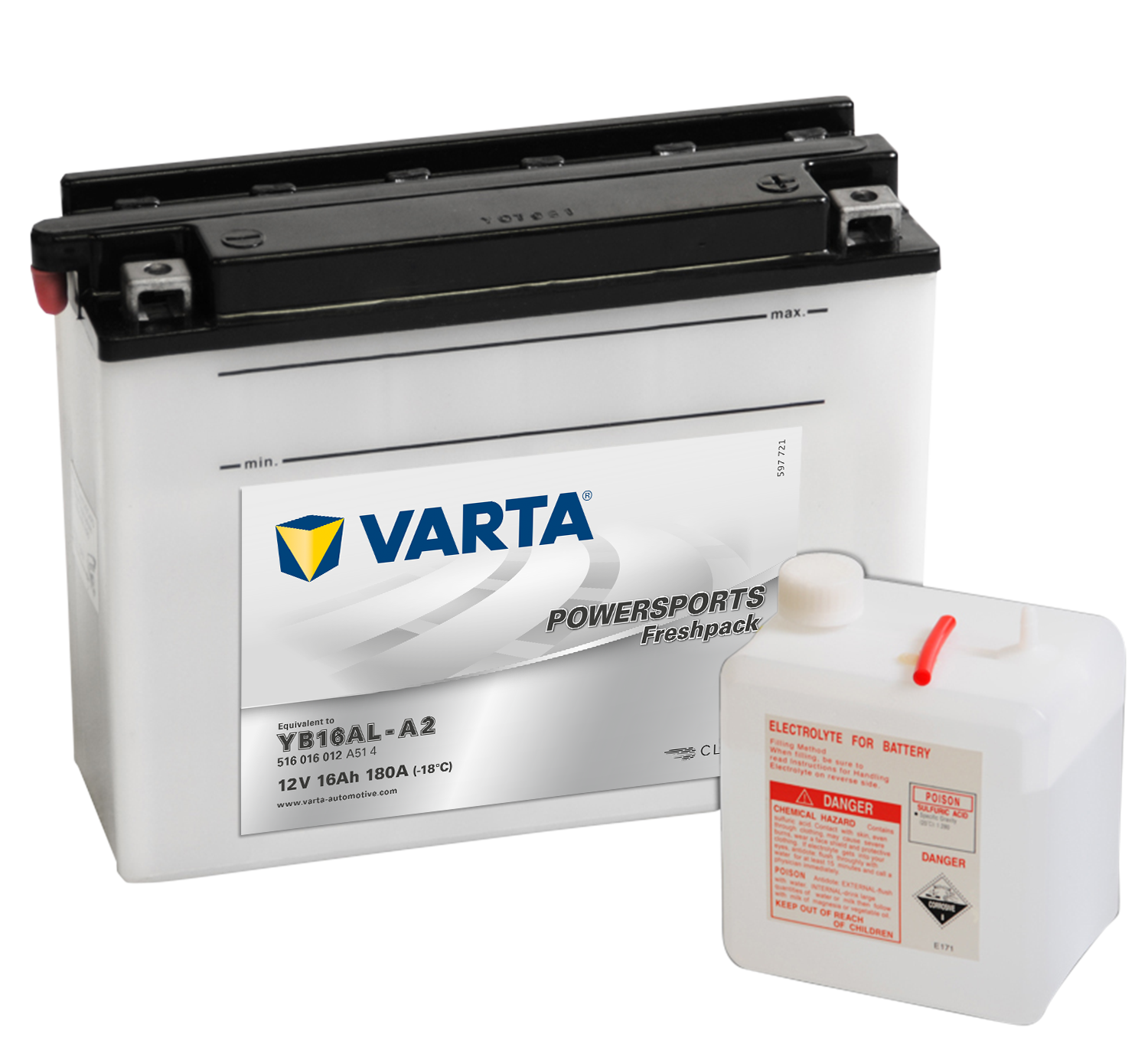 VARTA MC Batteri 12V 16AH 180CCA (205x72x164mm) +høyre YB16AL-A2