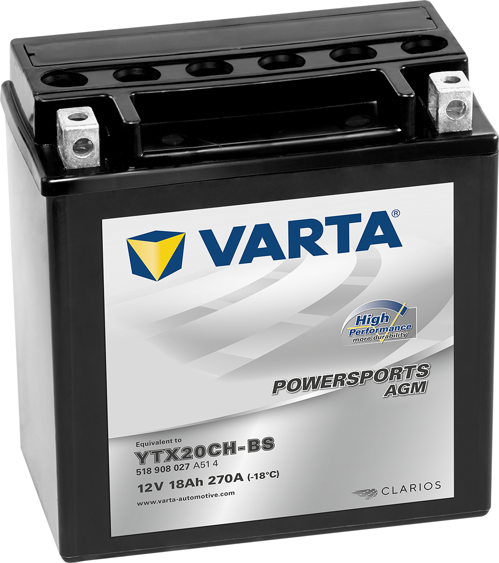 VARTA AGM MC Batteri 12V 18AH 270CCA (150x87x161mm) +venstre YTX20CH-BS