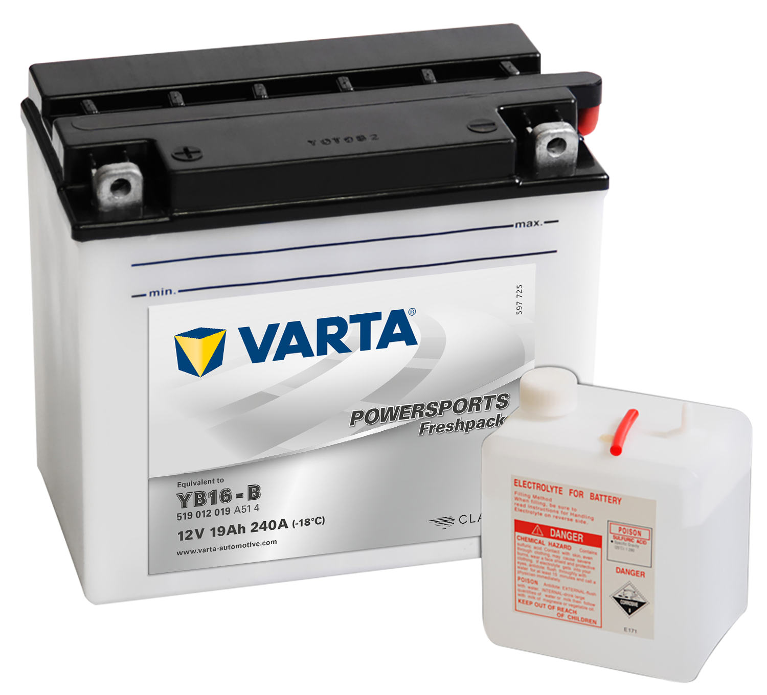 VARTA MC Batteri 12V 19AH 240CCA (176x101x156mm) +venstre YB16-B