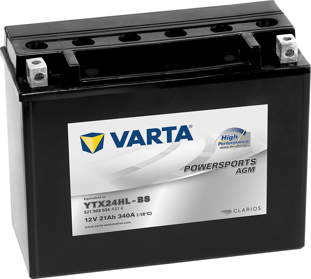 VARTA AGM MC Batteri 12V 21AH 340CCA (206x91x167mm) +høyre YTX24HL-BS