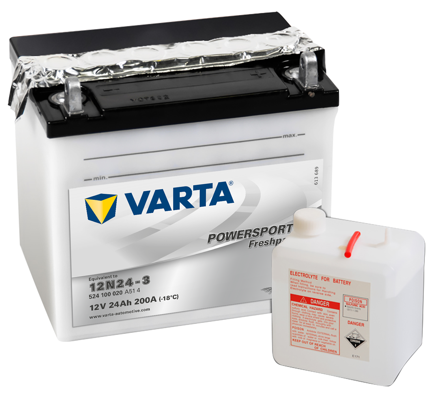 VARTA MC Batteri 12V 24AH 200CCA (186x125x178mm) +høyre 12N24-3