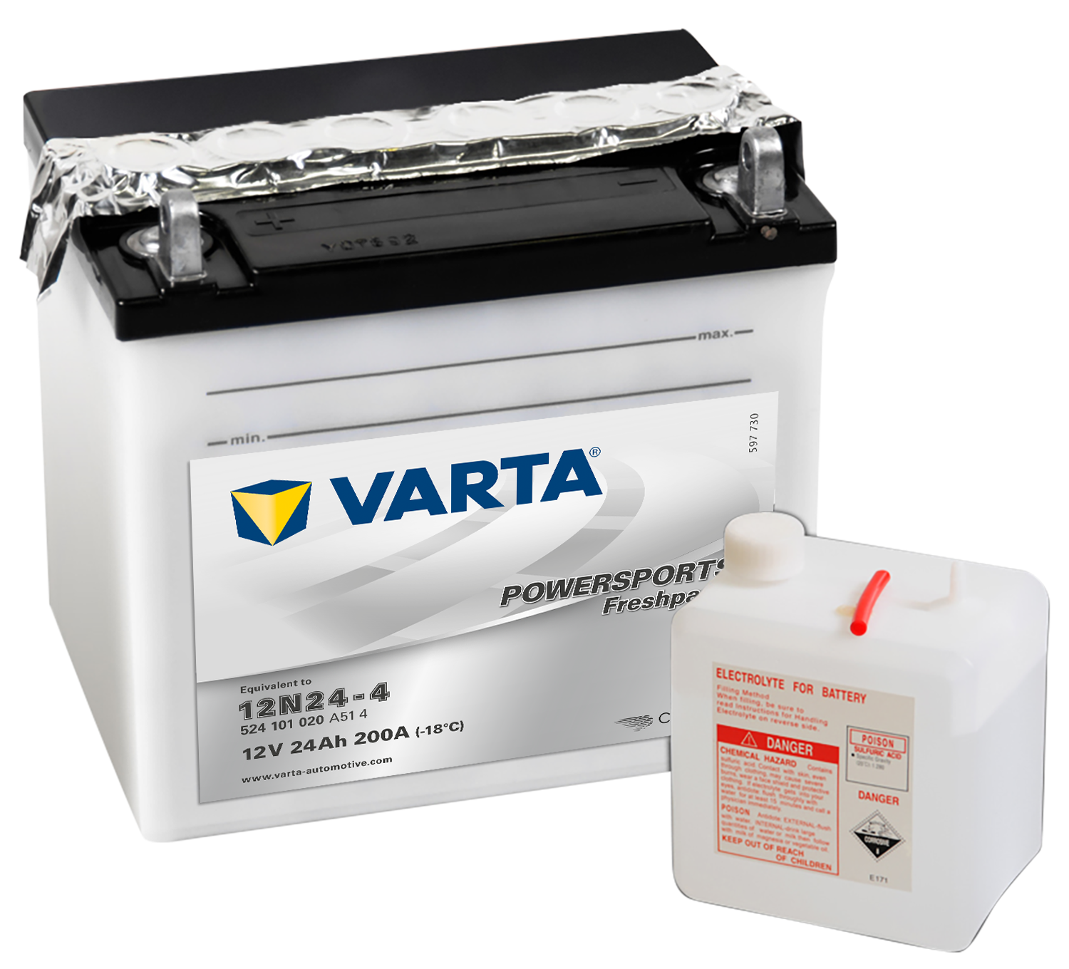 VARTA MC Batteri 12V 24AH 200CCA (186x125x178mm) +venstre 12N24-4