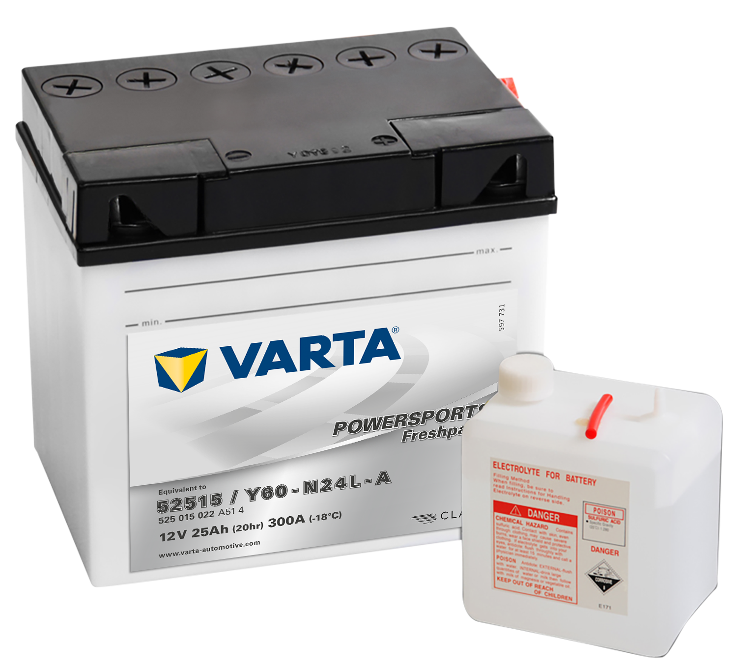 VARTA MC Batteri 12V 25AH 300CCA (186x130x171mm) +høyre Y60-N24L-A