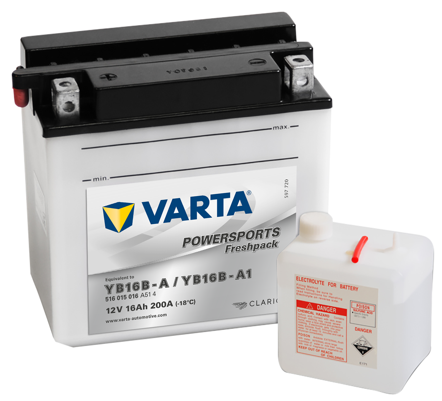 VARTA MC Batteri 12V 16AH 200CCA (160x90x161mm) +venstre YB16B-A