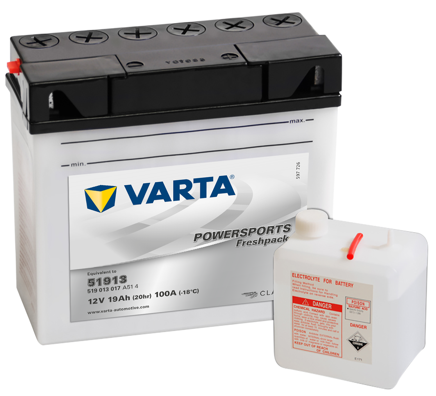 VARTA MC Batteri 12V 19AH 100CCA (186x82x171mm) +høyre 51913