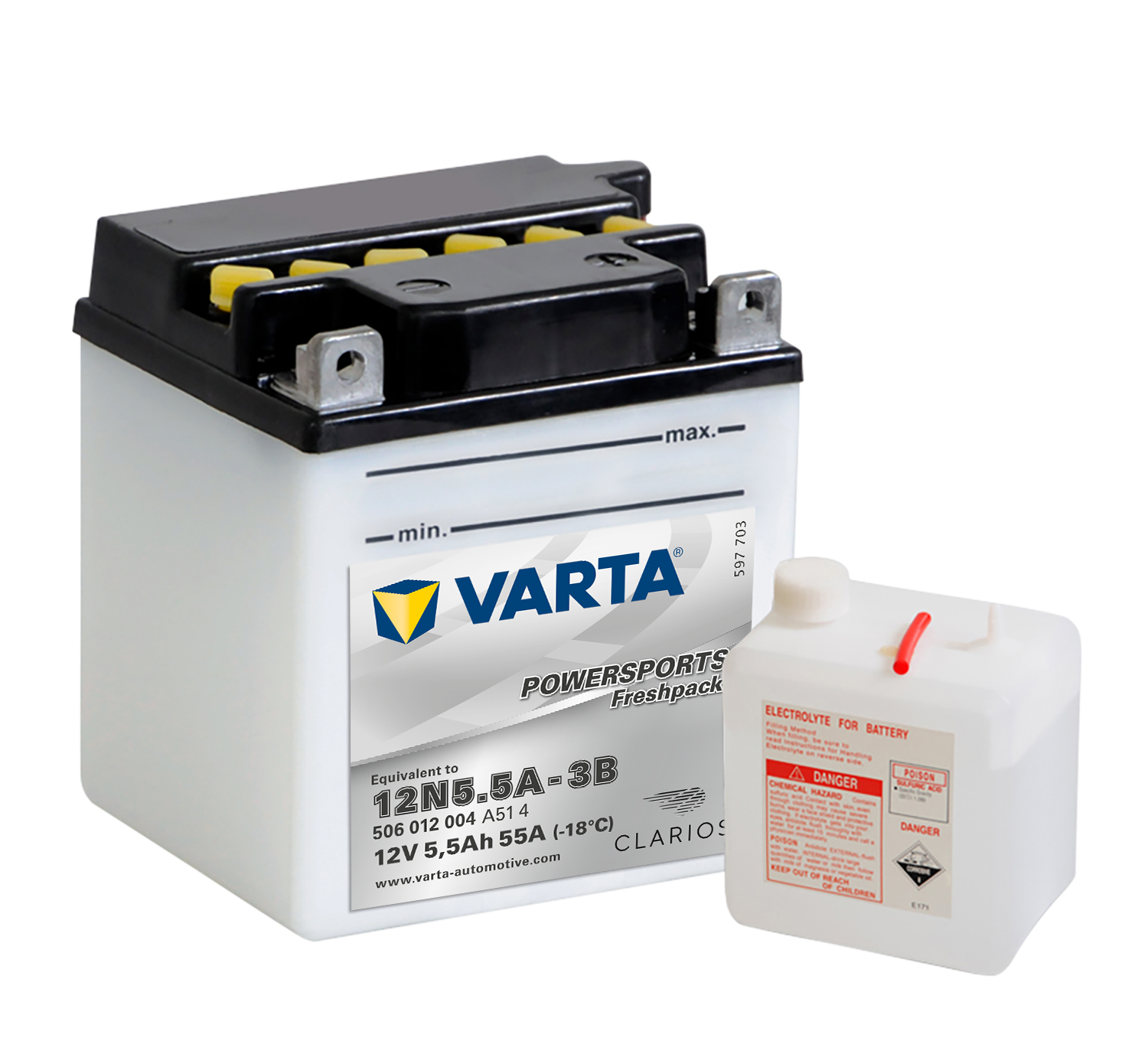 VARTA MC Batteri 12V 5,5AH 58CCA (103x90x114mm) +høyre 12N5,5A-3B