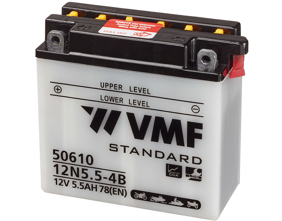 VMF MC Batteri 12v 5,5AH 78CCA (137x61x129) +venstre | 12N5,5-4B