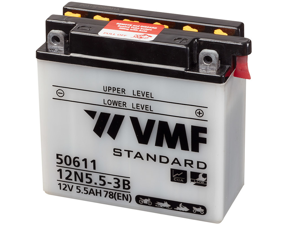 VMF MC Batteri 12V 5,5AH 78CCA (137x61x131) +høyre | 12N5,5-3B