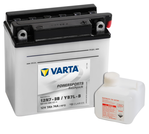 VARTA MC Batteri 12V 7AH 74CCA (136x76x134mm) +høyre YB7L-B