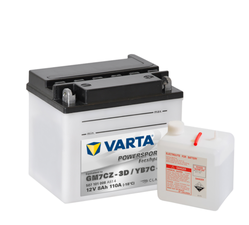 VARTA MC Batteri 12V 7AH 110CCA (130x90x114mm) +høyre YB7C-A